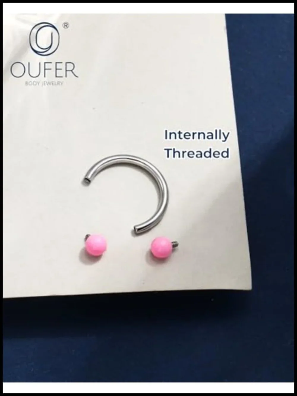 16G Titanium Horseshoe Septum Ring Set - 4PC Internally Threaded Cartilage
